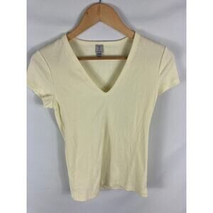Tristan Ribbed V Neck Tan Fittted Tshirt Size Medium